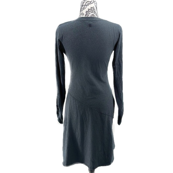 Athleta Charcoal Gray Long Sleeve Sunburst Dress Stretch Size S Heathered - Picture 9 of 12